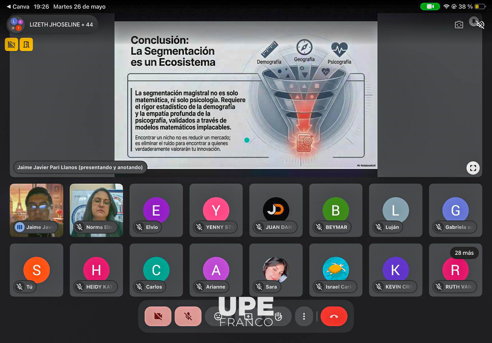 UPE Franco y UNIFRANZ de Bolivia desarrollaron Clase Espejo Internacional